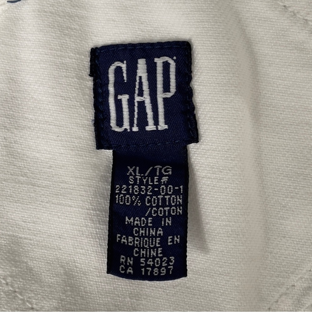 Vintage Y2K GAP Shortalls White Overalls Shorts 100% Cotton | Kids XL Women's XS - Picture 9 of 12